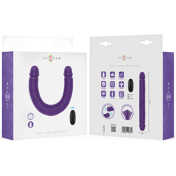 Intense - Gunter Dildo Doble Vibrador 40 Cm Morado Control Remoto
