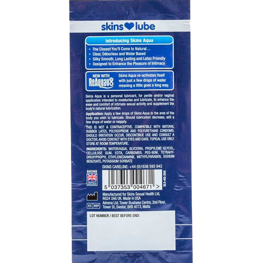 Skins - Aqua Lubricante Base De Agua Monodosis 5 Ml