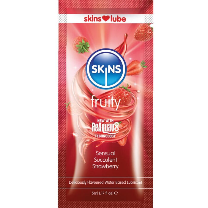 Skins - Fruity Lubricante Base De Agua Fresa Monodosis 5 Ml