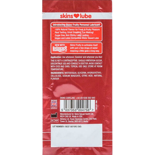 Skins - Fruity Lubricante Base De Agua Fresa Monodosis 5 Ml