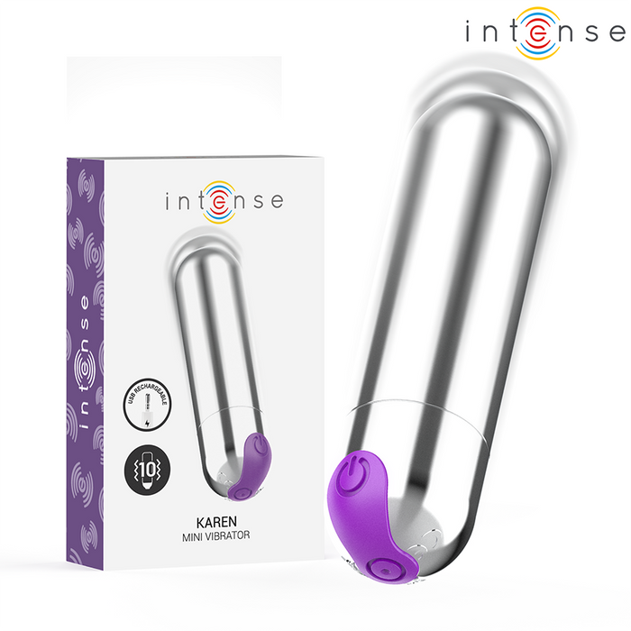 Intense - Karen Mini Bala Vibradora 10 Modos Recargable Plateado