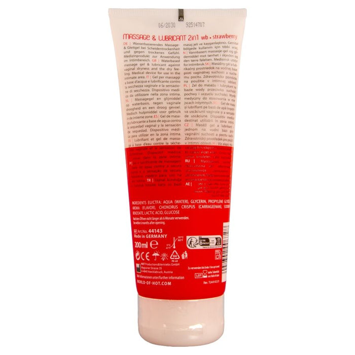 Hot - Massage & Glide Gel 2 En 1 Fresa 200 Ml