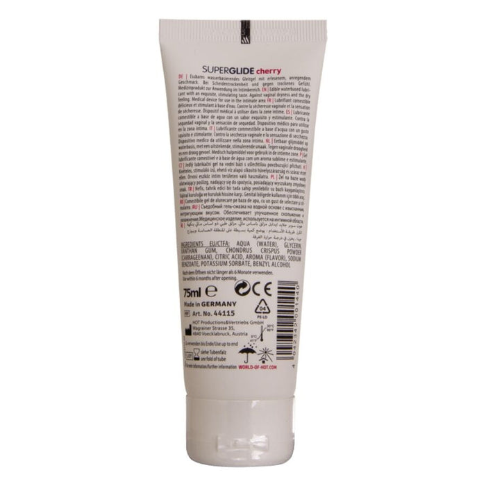 Hot - Superglide Lubricante Comestible Base Agua Cereza 75 Ml