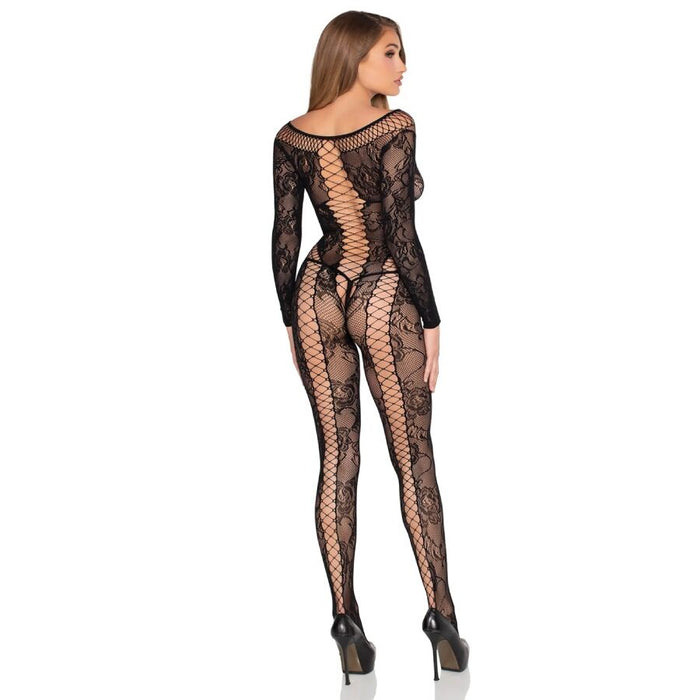 Leg Avenue - 89369 Jumpsuit De Red Y Encaje Negro - Talla Única