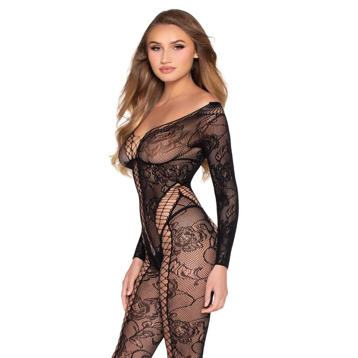 Leg Avenue - 89369 Jumpsuit De Red Y Encaje Negro - Talla Única