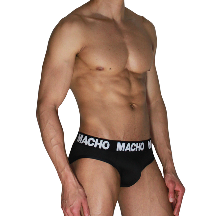 Macho - Mch007 Slip Clásico Negro + Negro S