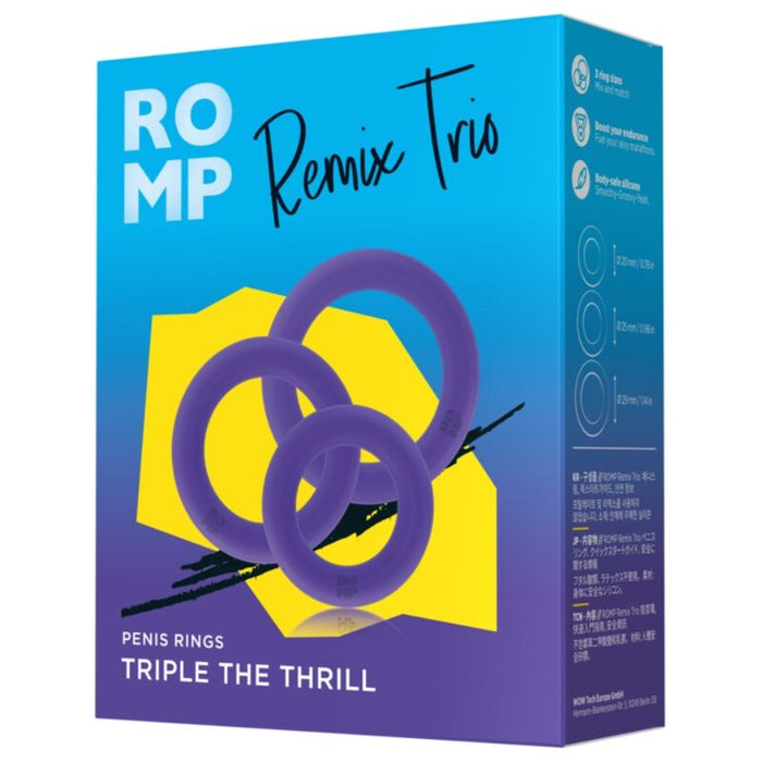 Romp - Remix Trio Set De 3 Anillos Para Pene Silicona Morado