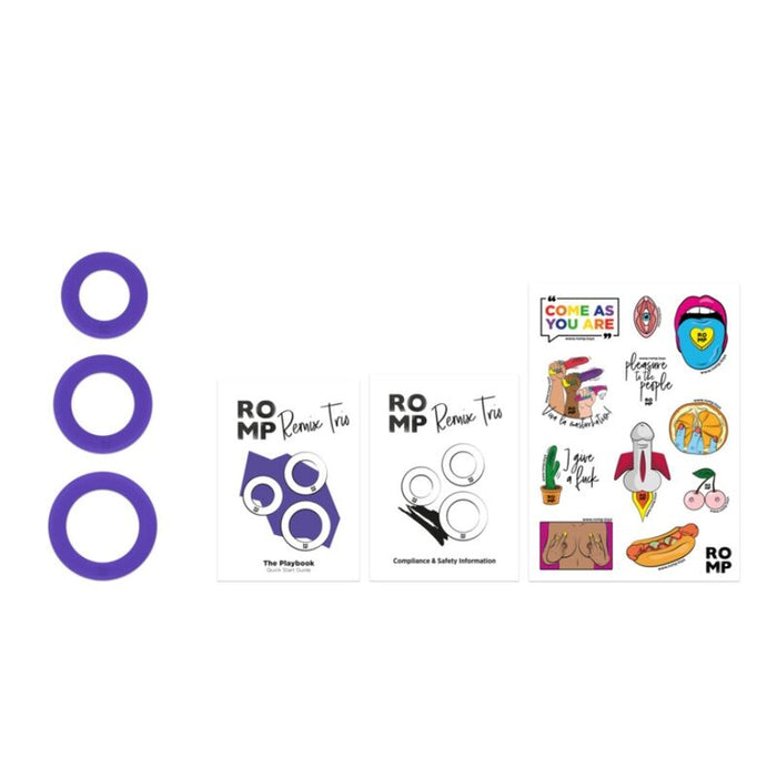 Romp - Remix Trio Set De 3 Anillos Para Pene Silicona Morado