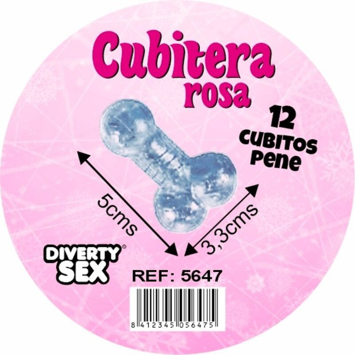 Diablo Picante - Cubitera 12 Penes Silicona Dura Para Colgar Rosa