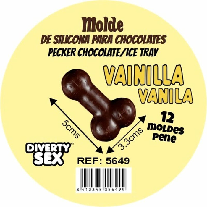 Diablo Picante - Molde Chocolate 12 Penes Silicona Para Colgar Vainilla