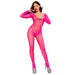 Chilirose - Cr 4894 Bodystocking Malla Rosa Neon S/m