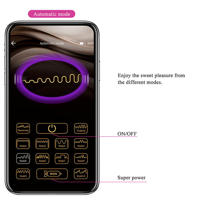 Pretty Love - Klay Vibrador Huevo Con Empuje App Control Morado