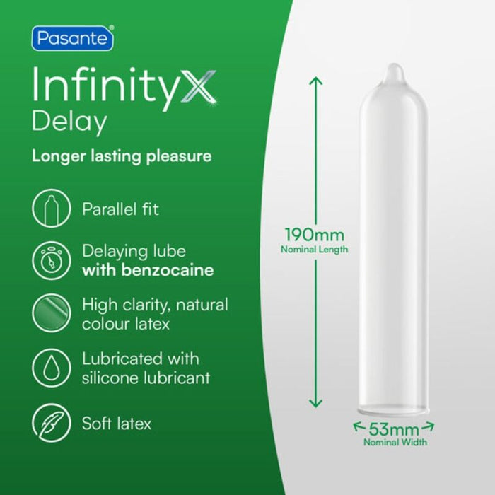Pasante - Delay Infinity Preservativos Retardantes Caja 144 Unidades