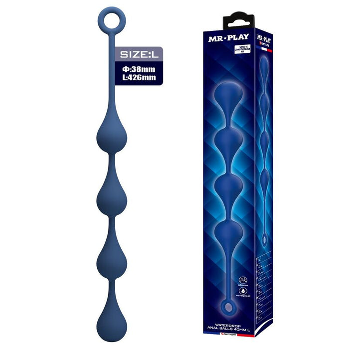 Mr Play - Bolas Anales Silicona Azul Talla L 42,6 Cm