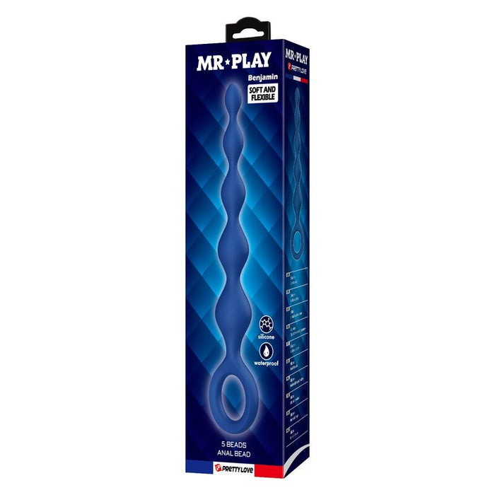 Mr Play - Bolas Anales Y Plug Anal Silicona Azul 20,4 Cm