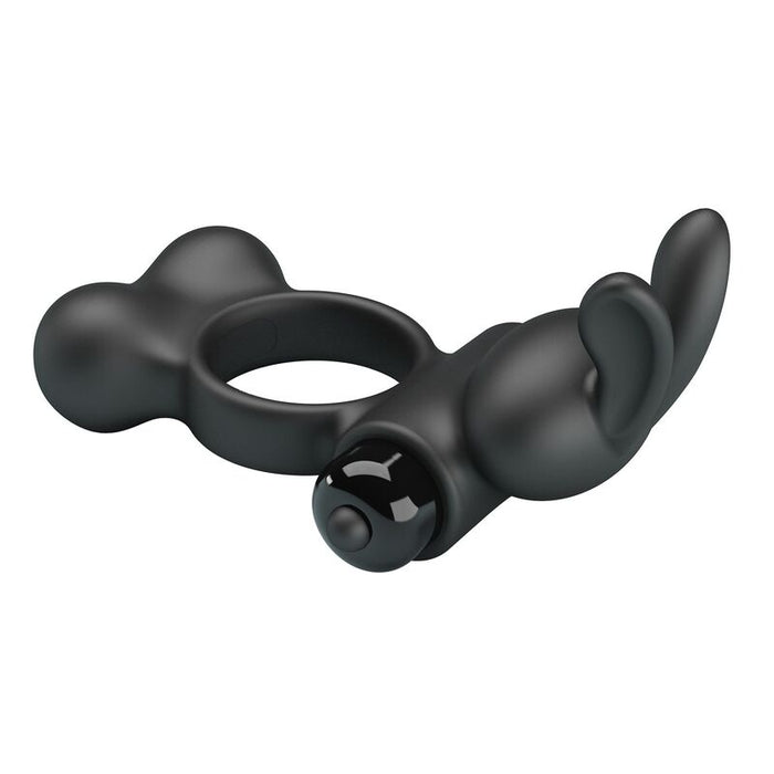 Pretty Love - Anillo Vibrador Para Pene Con Estimulador De Conejito 10 Funciones Negro