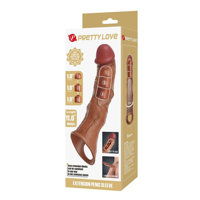 Pretty Love - Funda Extensora Para Pene Ajustable 28 Cm Ø 4,5 Cm Color Marrón