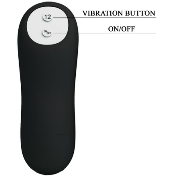Pretty Love Plug Anal Silicona Forma Pene Y 12 Modos Vibracion - Negro