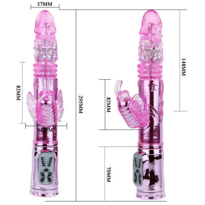 Baile - Vibrador Recargable Con Rotacion Y Estimulador Throbbing Butterf