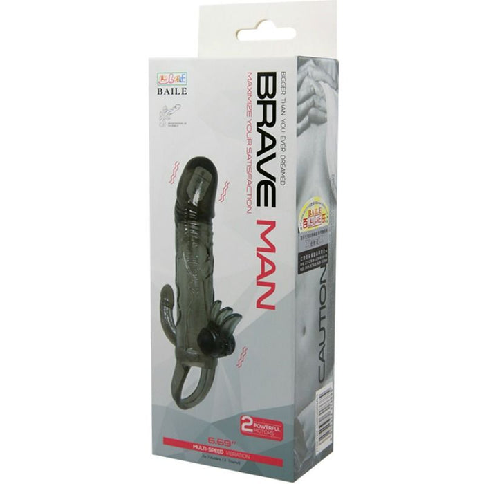 Baile - Brave Man Funda Pene Anal Y Clitoris Vibrador 16.5 Cm Negro