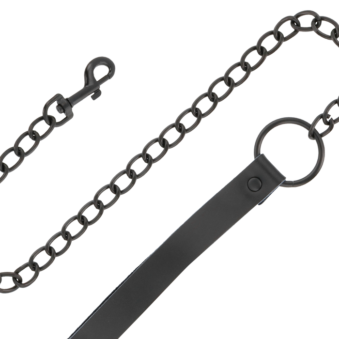 Darkness - Esposas Y Collar De Cuero Negro