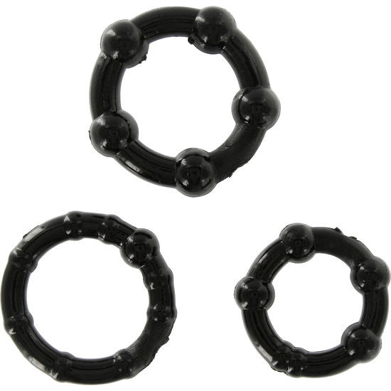 Seven Creations - Juego Tres Anillos Pene Negro