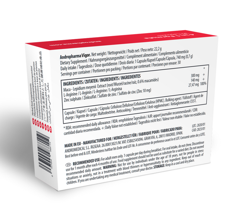 Andropharma Vigor Suplemento Potenciador Líbido 1 Caja