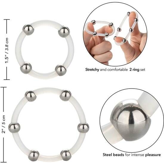 Calexotics - Kit De 2 Uds Anillo De Silicona Con Cuentas De Acero