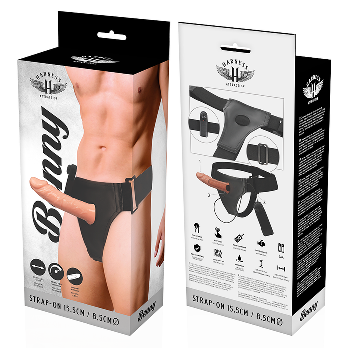 Harness Attraction - Rnes Hueco Benny Con Vibrador 15 Cm -O- 4.5 Cm