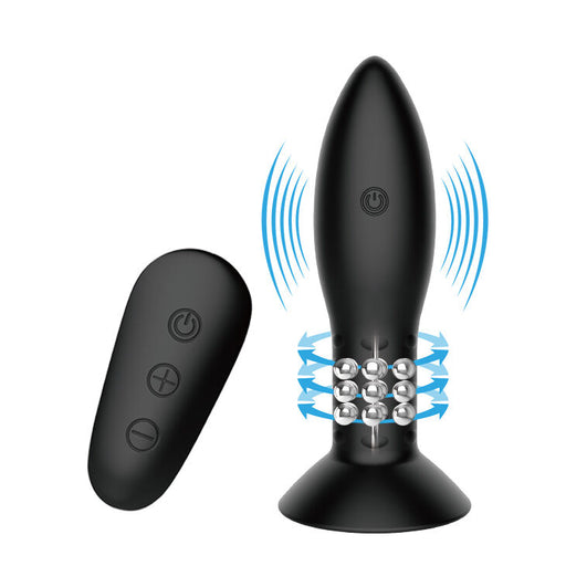 Mr Play - Plug Con Bolas Rotadoras Negro Control Remoto