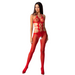 Passion - Woman Bs084 Bodystocking Rojo Talla Única