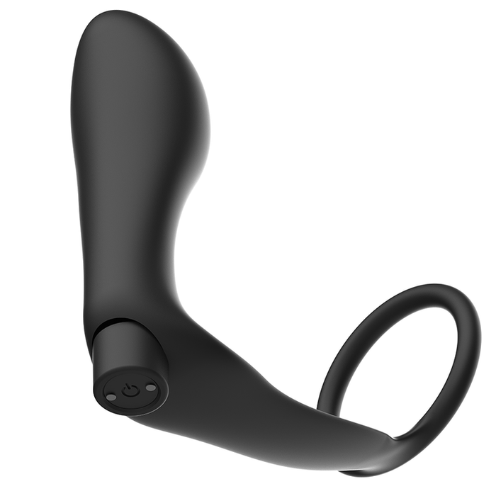 Addicted Toys - Anilla Pene Con Plug Anal Control Remoto Negro Recargable