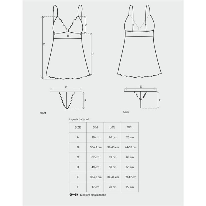Babydoll Y Tanga Imperia  Color Negro Talla (Interno):S/M