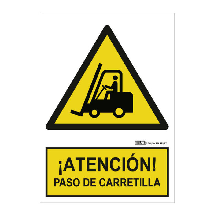 Implaser Ad07-A4 Señal Atención Paso De Carretilla 29,7x21cm