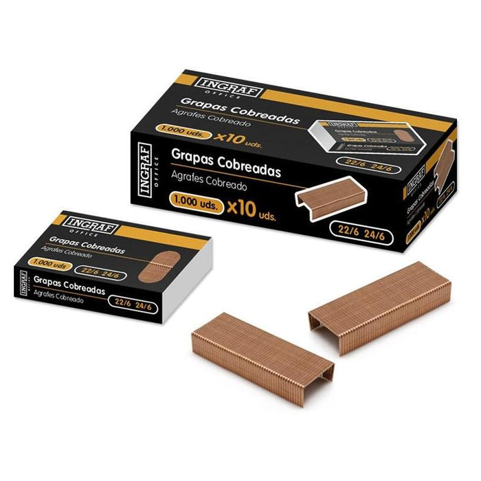 Ingraf Caja De 1000 Grapas 22/6 Cobreadas