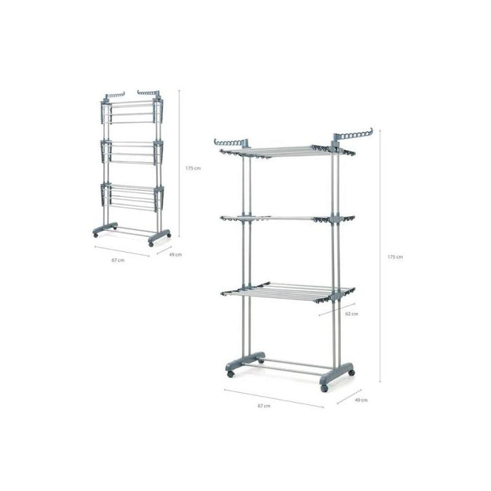 Innovagoods Dolver Tendedero Vertical Con Ruedas - 24 Barras - Soporta Hasta 40kg - Plegable - Altura Ajustable - 6