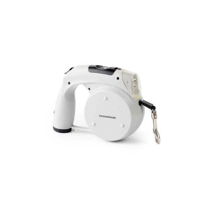 Innovagoods Leashic Correa Retractil 6 En 1 - Luz Led - Reloj - Compartimento De Bolsas Y Comida - Bebedero - Extension
