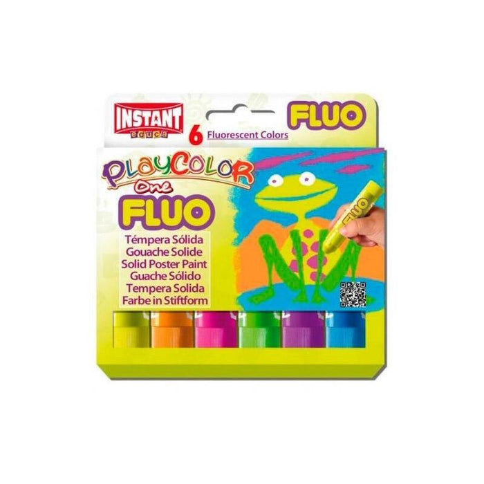 Instant Témperas Sólidas One Fluo En Barra Estuche De 6 C/Surtidos Fluorescentes