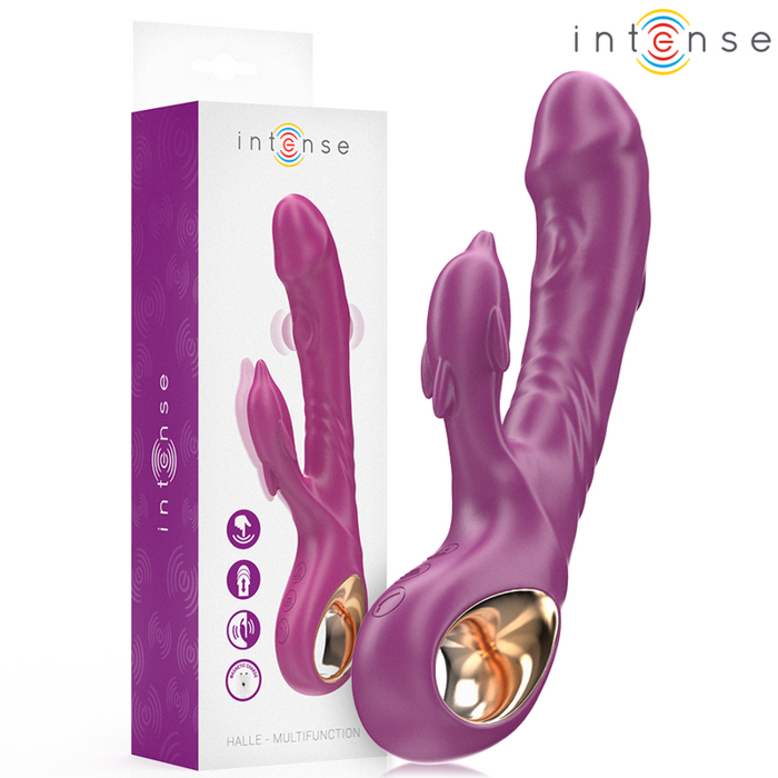Intense - Halle Vibrador Multifunción Con Lengua Estimuladora En Forma De Delfín Morado