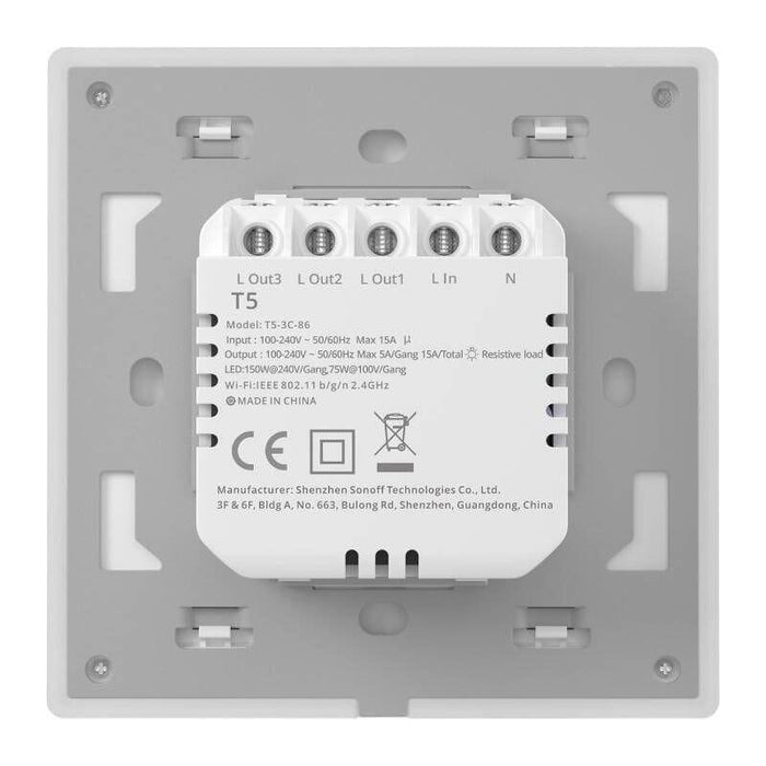 Interruptor Sonoff Tx T5 3c 3 Botones Táctil Blanco   Inteligente De Pared Wi-Fi