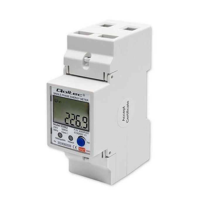 Jednofazowy Elektroniczny Licznik Miernik Zuzycia Energii Na Szyne Din 230v Lcd Wi-Fi