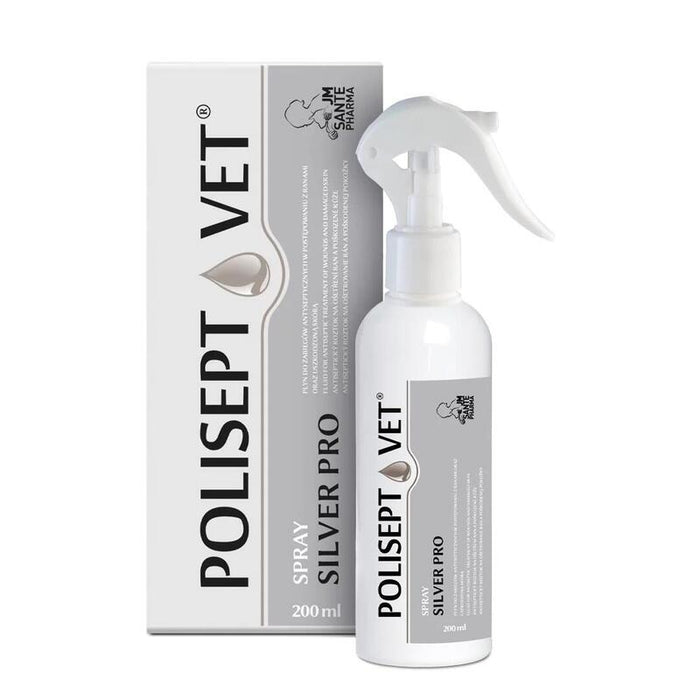 Jm Sante Polisept Vet Spray Silver Pro - Solución Para Heridas Para Perros Y Gatos  200 Ml