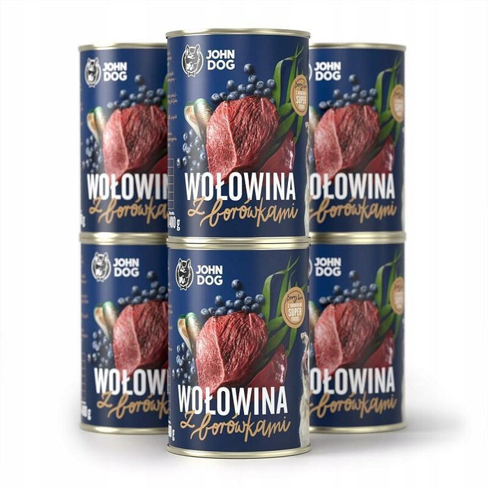 John Dog Berry Adult Beef With Blueberries - Comida Húmeda Para Perros - 6 X 400 G