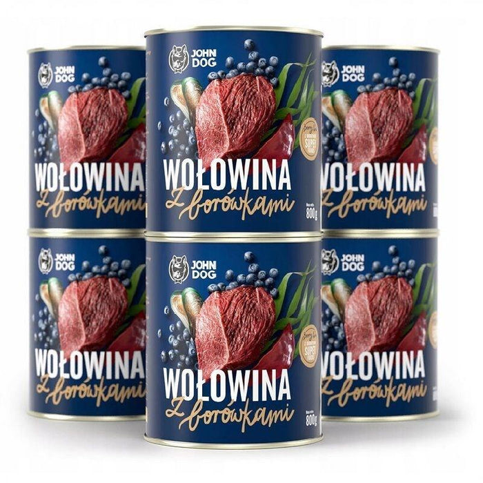 John Dog Berry Adult Beef With Blueberries - Comida Húmeda Para Perros - 6 X 800 G