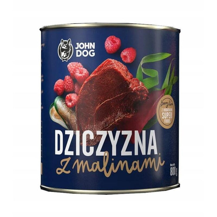 John Dog Berry Adult Venison With Raspberries - Comida Húmeda Para Perros - 800 G