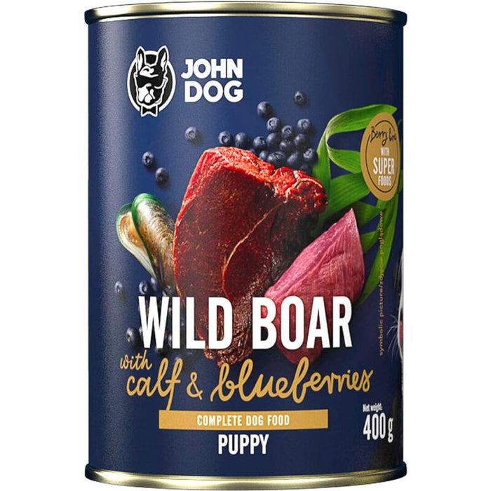 John Dog Berry Puppy Jabalí Con Ternera Y Arándanos Alimento Húmedo Para Perro 400g