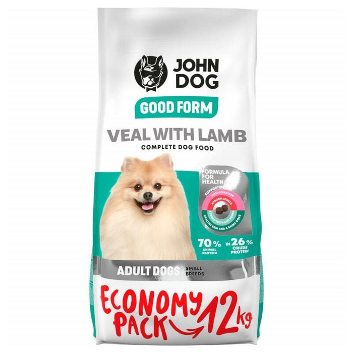 John Dog Good Form Adult Mini  Veal With Lamb - Alimento Seco Para Perros - 12 Kg