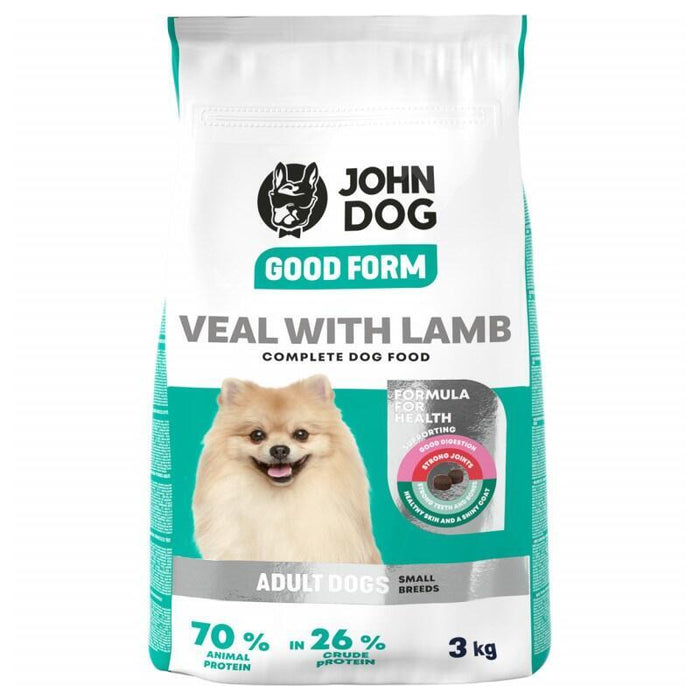 John Dog Good Form Adult Mini  Veal With Lamb - Alimento Seco Para Perros - 3 Kg