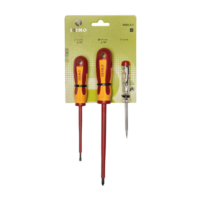 Juego De 2 Destornilladores 1000v+Tester 459v-3-1 Irimo