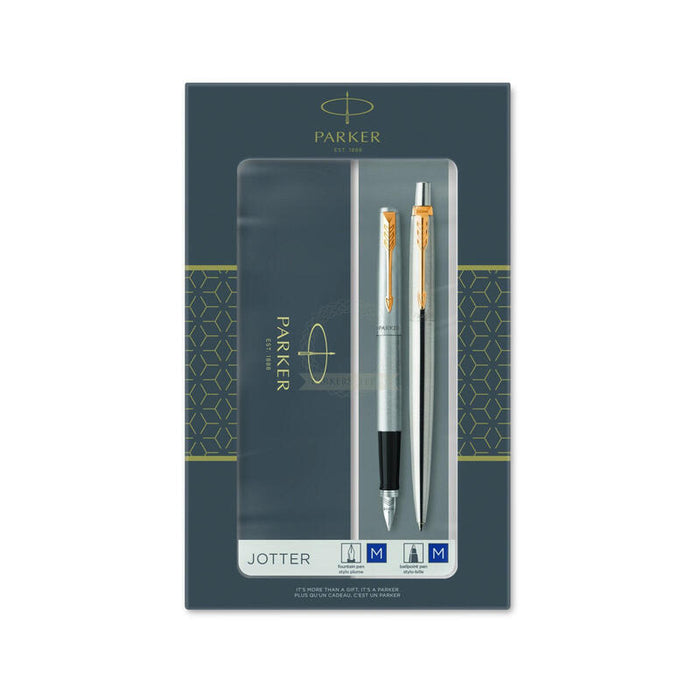 Juego De Bolígrafos De Acero Parker-Pen + Jotter Gt